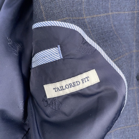 Jos A Bank Blazer Mens 36 Regular Blue Plaid Wool 1905 Tailored Fit Jacket Brrr - Picture 5 of 15